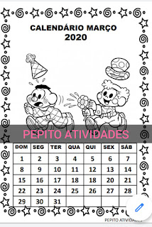 Calendário março 2020 Turma DA MÔNICA para imprimir. Calendário março 2020 Turma DA MÔNICA para imprimir.