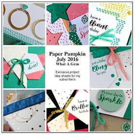 July 2016 What a Gem Paper Pumpkin Alternative Project ideas -- subscribe with Julie Davison for even more exclusive project sheets #paperpumpkin