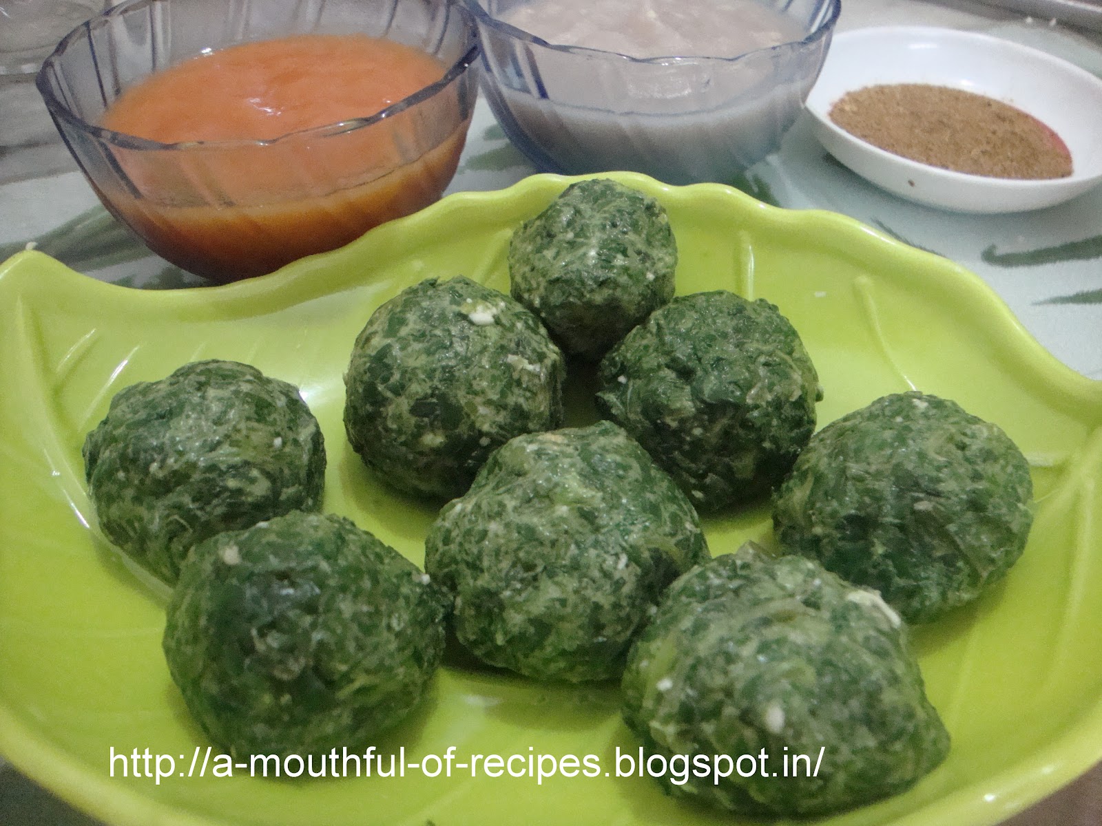 A Mouthful Of Recipes Sham Savera Spinach Balls in Rich Tomato Gravy