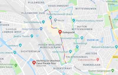 Routes Canal Pride Utrecht en Amsterdam in Google Maps.
