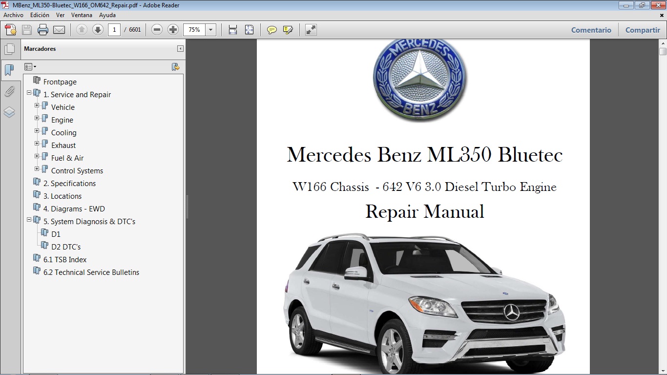Manuales de Taller de MERCEDES BENZ: MERCEDES BENZ ML350 Bluetec W166