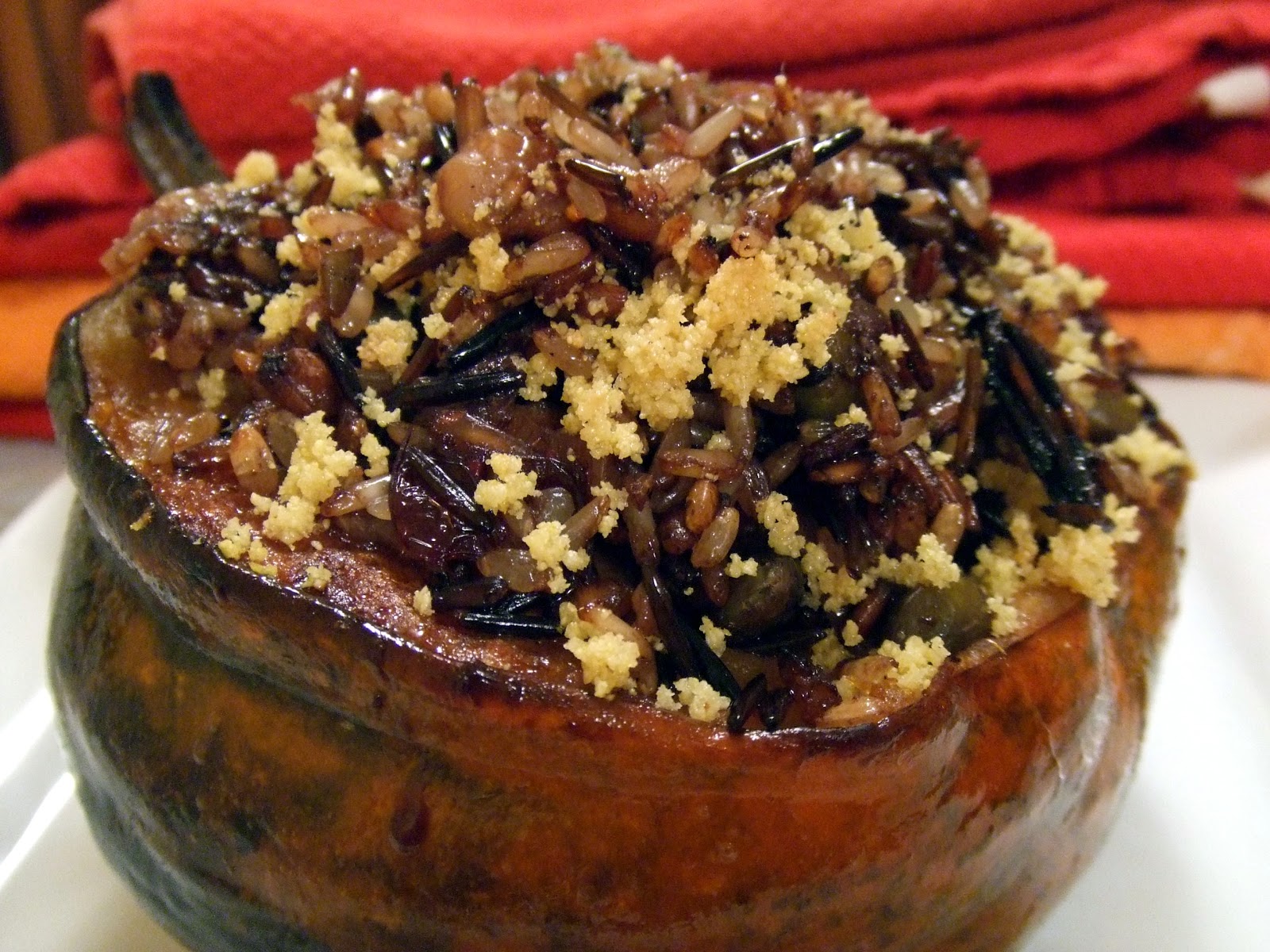 Baked Acorn Squash Stuffed with Wild Rice, Edamame, Walnuts and ...