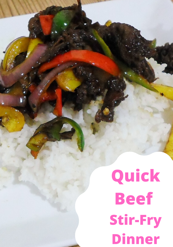 Beef stir-fry with rice - made from thincly slced tender sirloin, marinated in soy sauce, honey and other dry ingredients. Add to your ideas for midweek dinners.