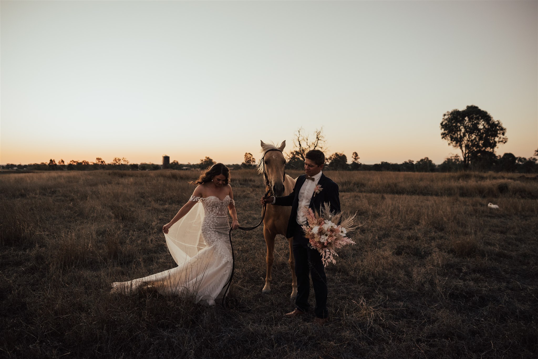 bird and boy photography luxe boho real wedding with blush pink tones floral design country venue australian bridal gown designer