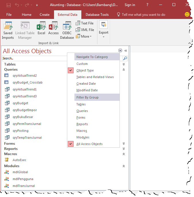 Memahami Kategori pada Navigation Pane dan Kegunaannya di Access