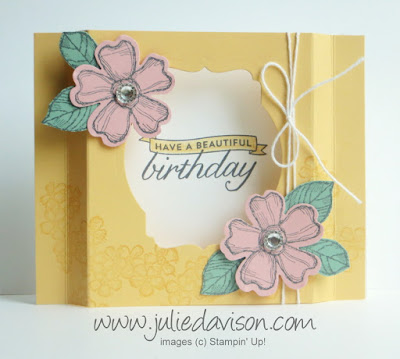 VIDEO Tutorial for Stampin' Up! Birthday Blossoms Diorama Card #stampinup www.juliedavison.com #birthday