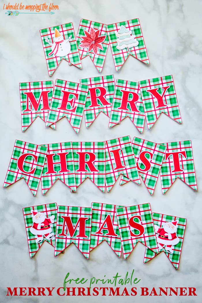 Free Merry Christmas Banner Printable | i should be mopping the floor