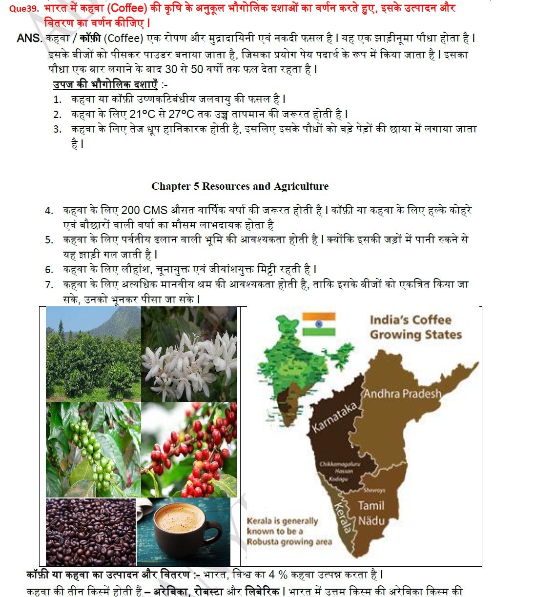 Geographical Conditions of Rice, Wheat, Maze, Jawar, Bajra, Millets