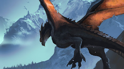Free dragon wallpaper, snow mountains, fantastic art