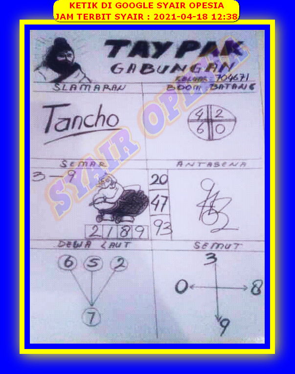 Syair Hk Opesia 18 April 2021 Buku Mimpi