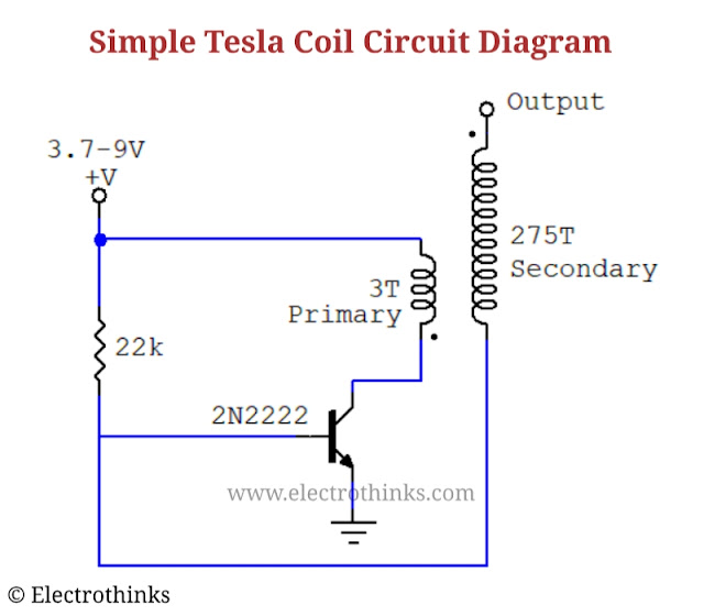 Simple Tesla Coil  following 2N2222 - Electrothinks