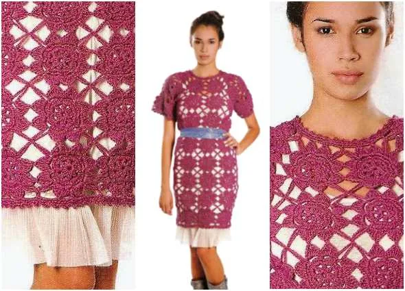 vestido túnica ganchillo, patrones crochet, moda femenina tejida