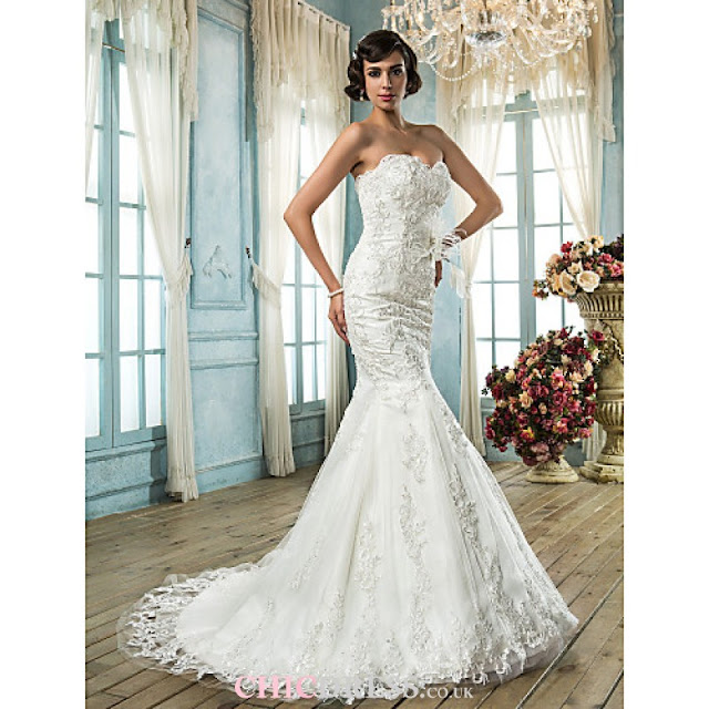 Trumpet/Mermaid Sweetheart Tulle Wedding Dress http://www.chicdresses.co.uk/trumpetmermaid-sweetheart-tulle-wedding-dress.html