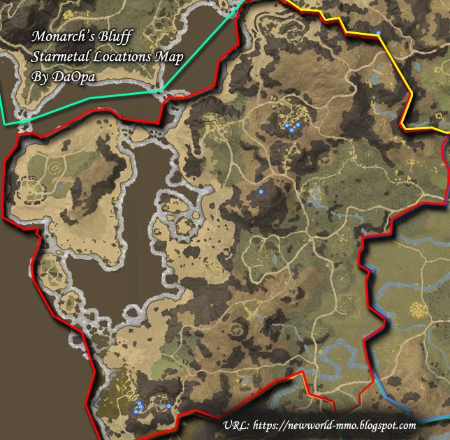 New World Monarch's Bluffs starmetal map