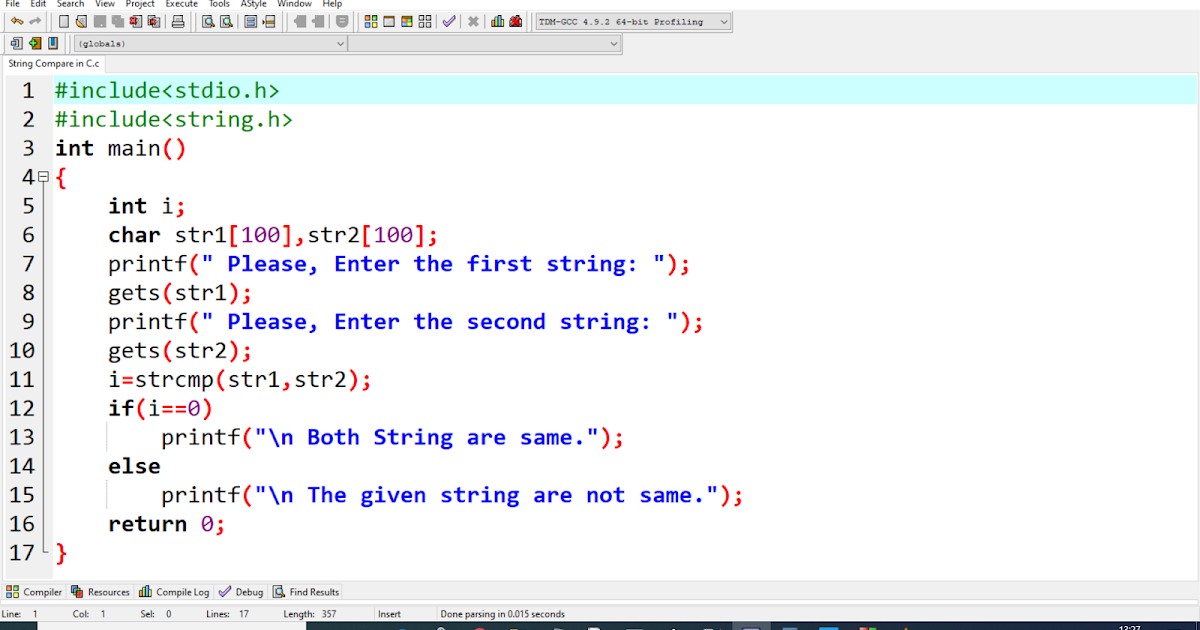 String Compare using strcmp() function C Language