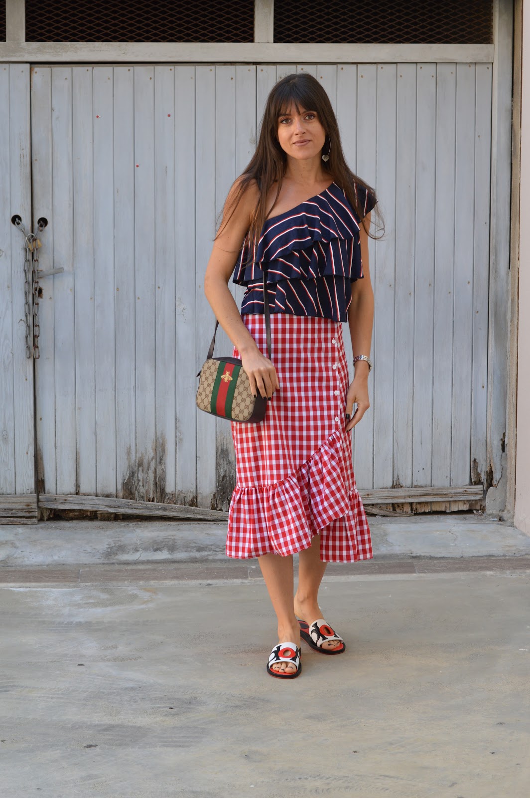 mango red gingham dress
