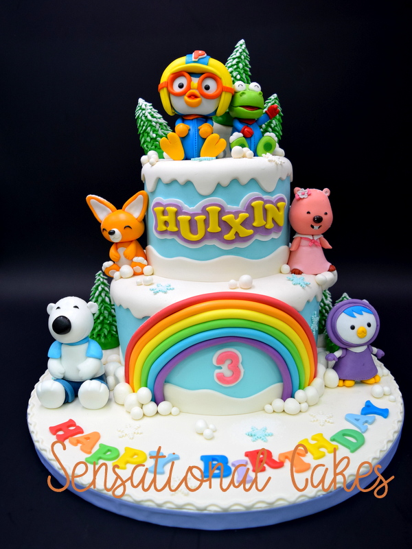 The Sensational Cakes sugar crafted PORORO theme cake singapore pororo