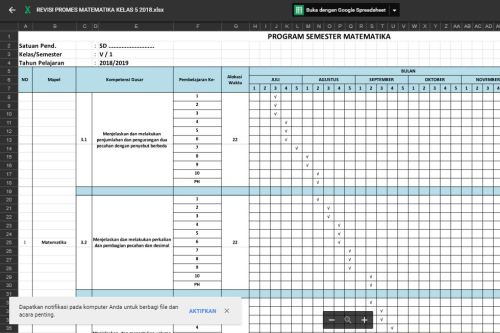 Program Tahunan K13 Kelas 5 Revisi 2017 Berbagai Tahun