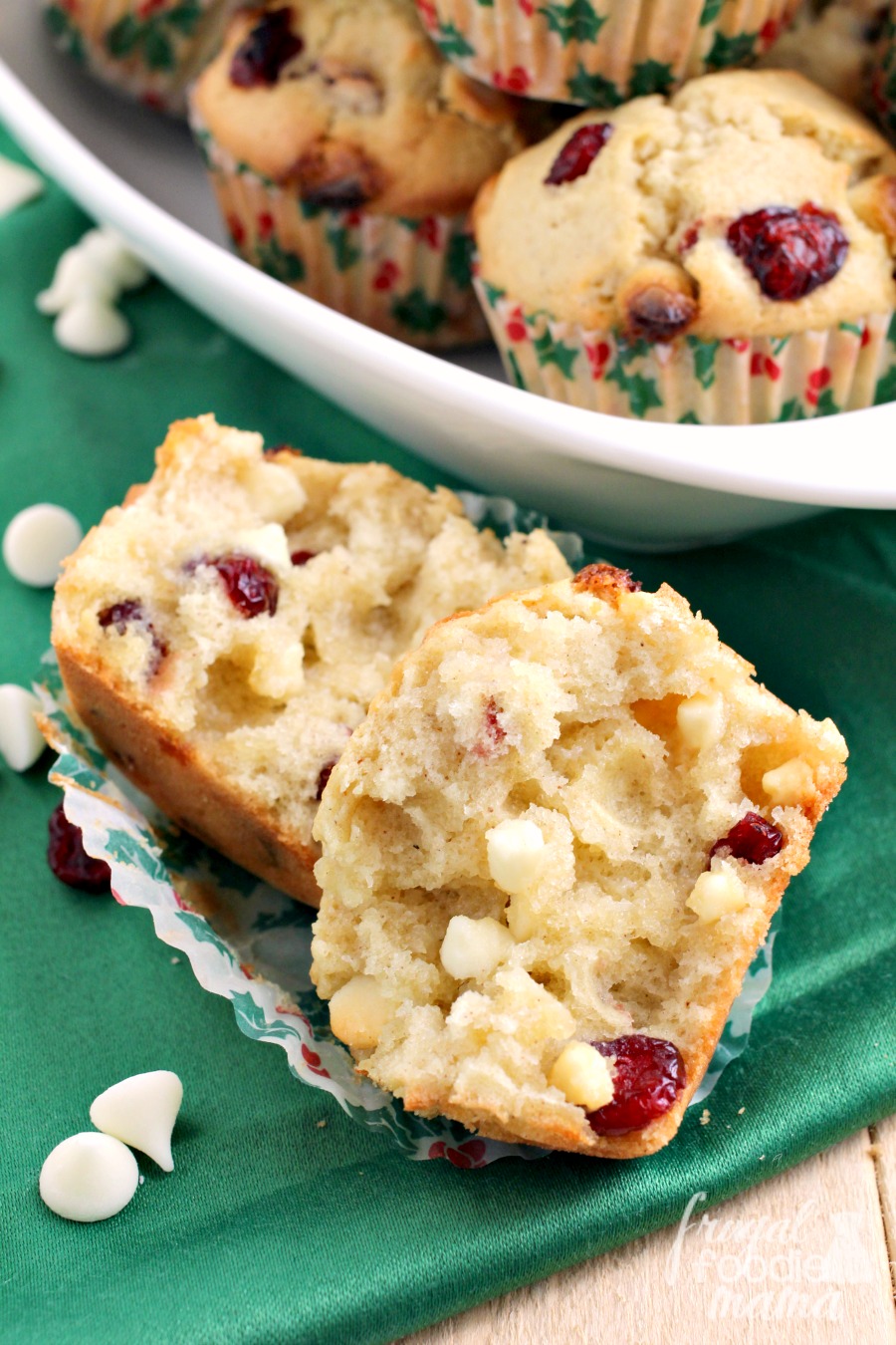 Frugal Foodie Mama Cranberry White Chocolate Chip Eggnog Muffins