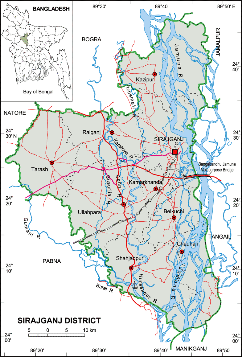 Sirajganj District Map Bangladesh
