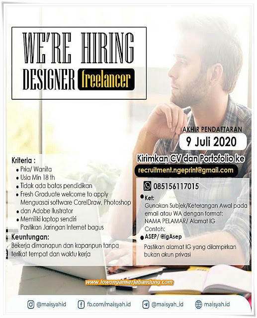 Lowongan Kerja Bandung Designer Freelancer - Loker Bandung Hari Ini