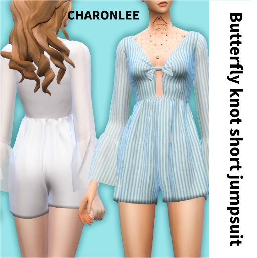Charonlee: 【Butterfly knot short jumpsuit】