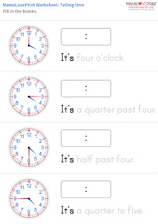 MamaLovePrint Telling Time and Reading Clock