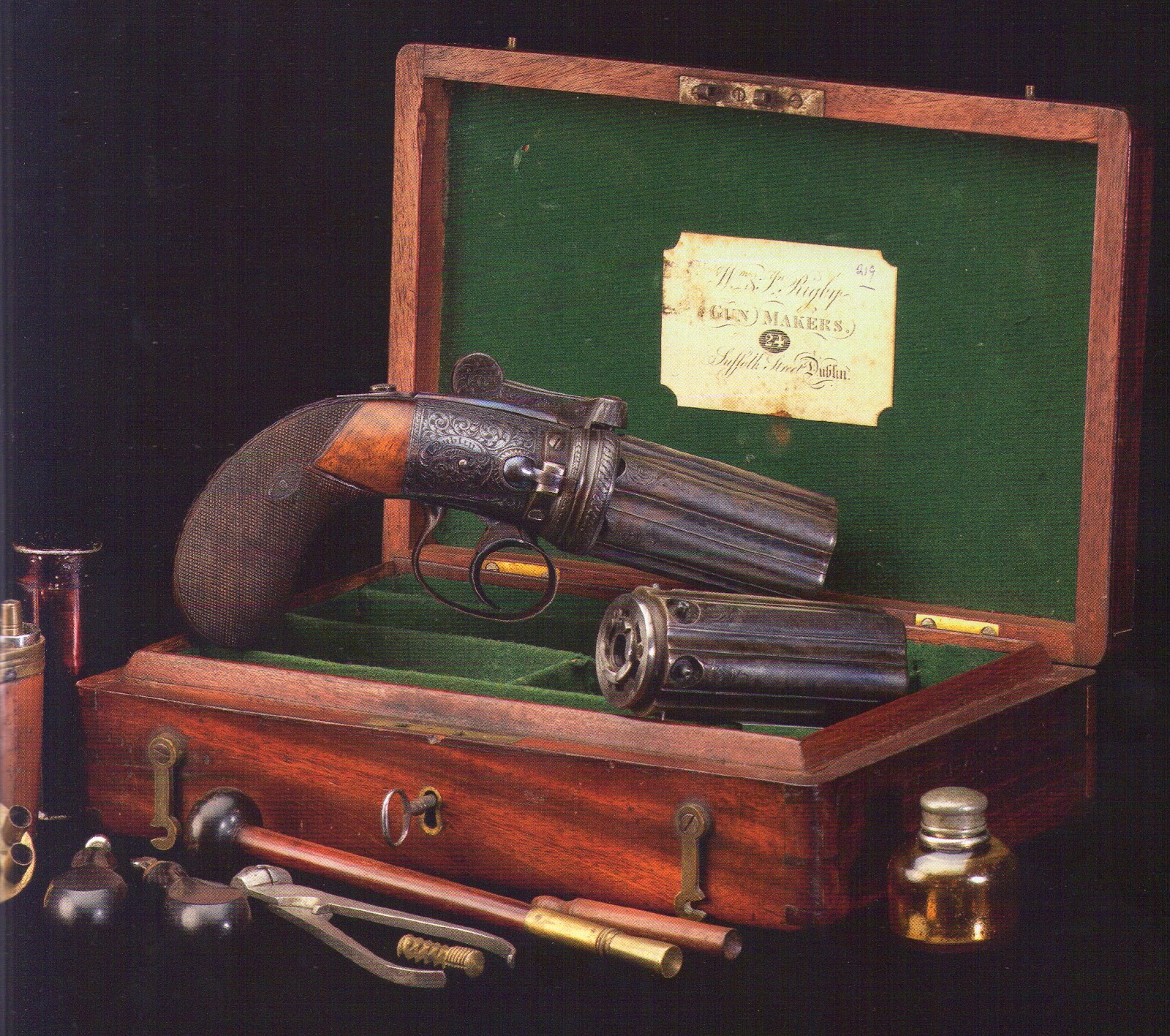 New site Wm & Jn Rigby Cased Revolver Serial No 10718.