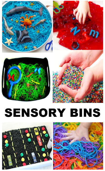 Tons of fun & creative sensory bins for kids!  Love these ideas! #sensoryactivitiestoddlers #sensorybins #sensoryprocessingdisorder #sensorybinideas #sensorybinfillers #growingajeweledrose #activitiesforkids