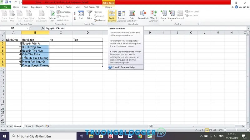 3 cách đơn giản tách họ và tên thành 2 cột nhanh trong Excel