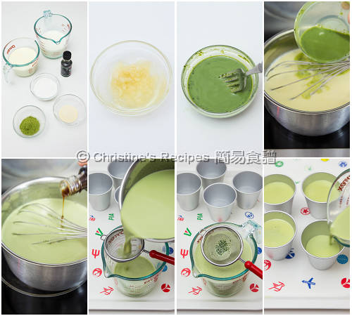 抹茶奶凍製作圖 Green Tea Panna Cotta Procedures