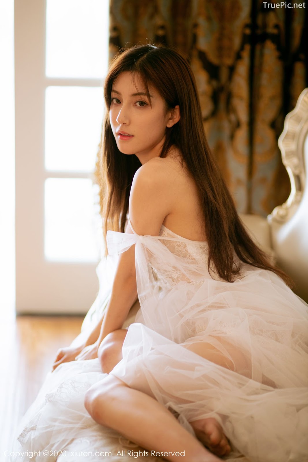 XIUREN No.1914 - Chinese model 林文文Yooki so Sexy with Transparent White Lace Dress - Picture 44