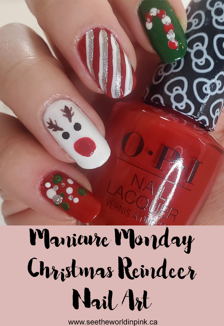 Manicure Monday Christmas Reindeer Nails See the World in PINK