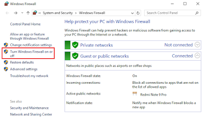 Mematikan Windows Firewall Melalui System & Security