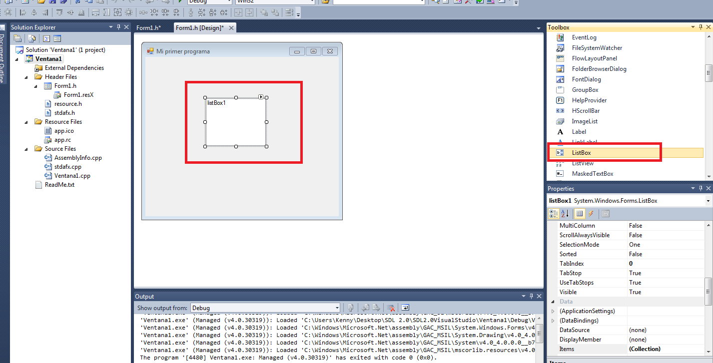Herramientas Para Desarrollar Videojuegos en Español Listbox en
