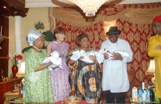 Ex-President, Jonathan & His Wife Visit FFK's Triplets In Abuja  %Post Title