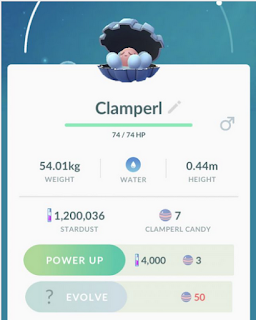 Clamperl Pokemon go evolve || Apa saja yang di kembangakan Clamperl dan bagaimana cara Evolusi Clamperl