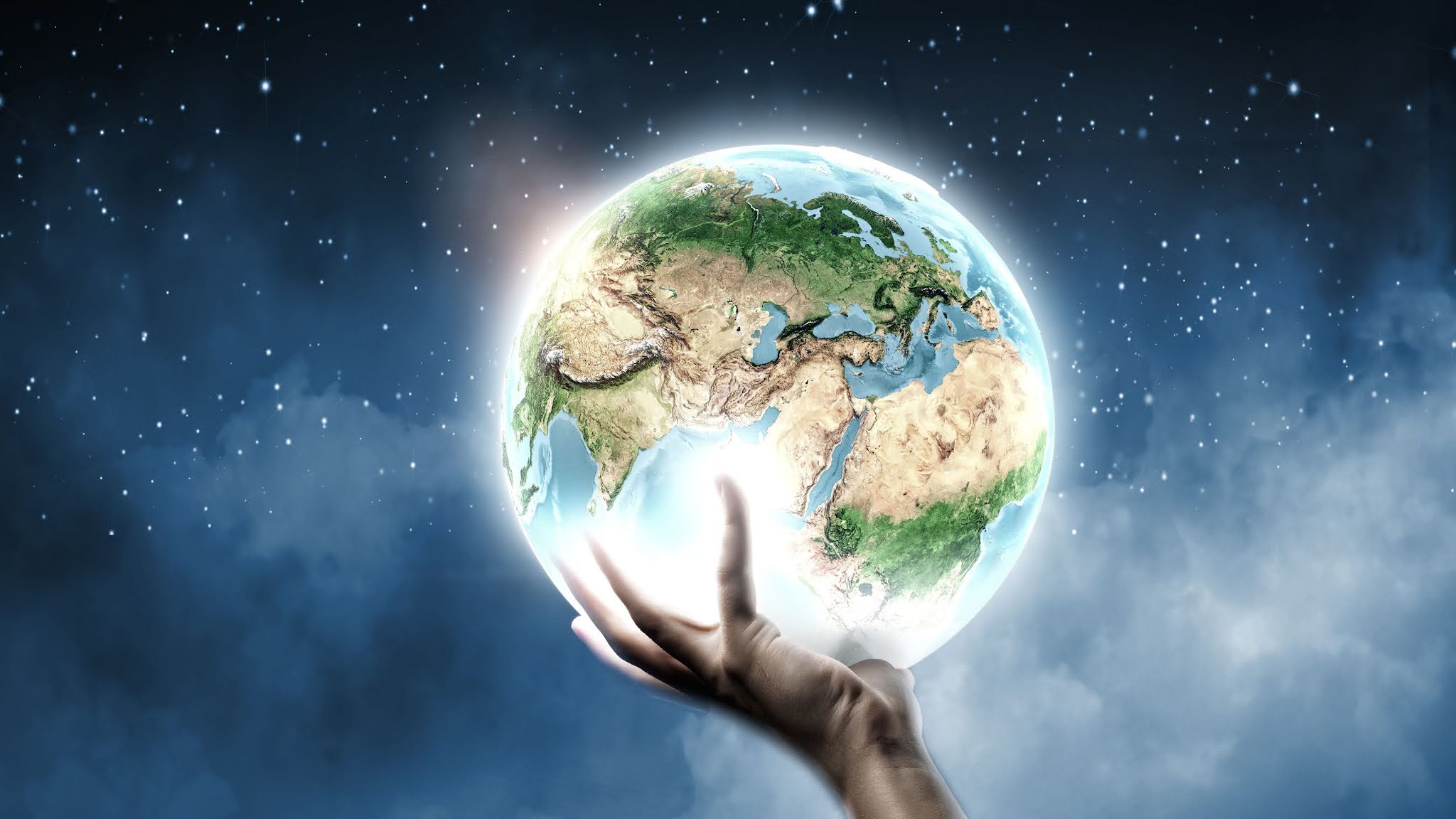 Earth in Hand Creative 4K Wallpaper