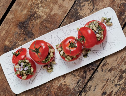 Tomatoes Stuffed with White Beans and Pesto Recipe