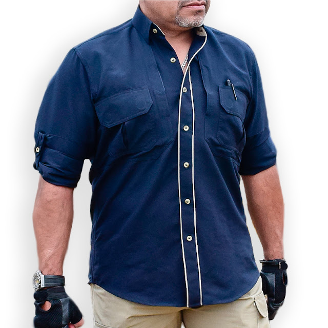 Camisa Tactica de 4 bolsillos  de seguridad  manga larga enrrollable