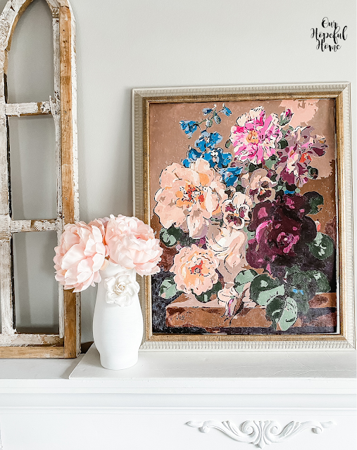 sunny day mantel flowers painting
