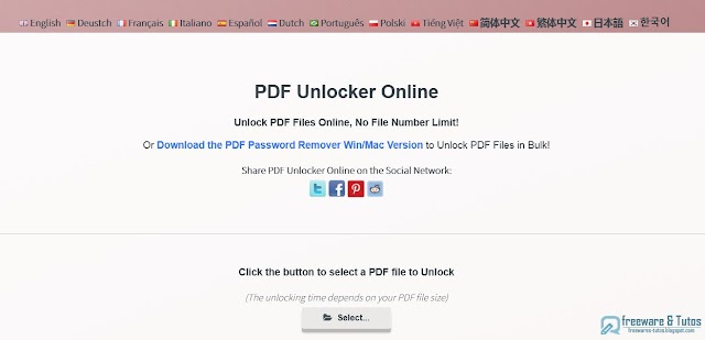 PDF Unlocker Online : un outil en ligne pour enlever les restrictions (copie/impression) des fichiers PDF