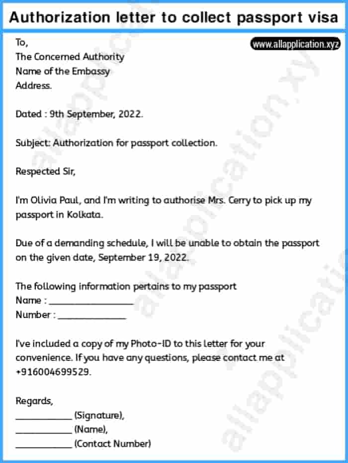 [Sample] Authorization Letter to Collect Passport Visa