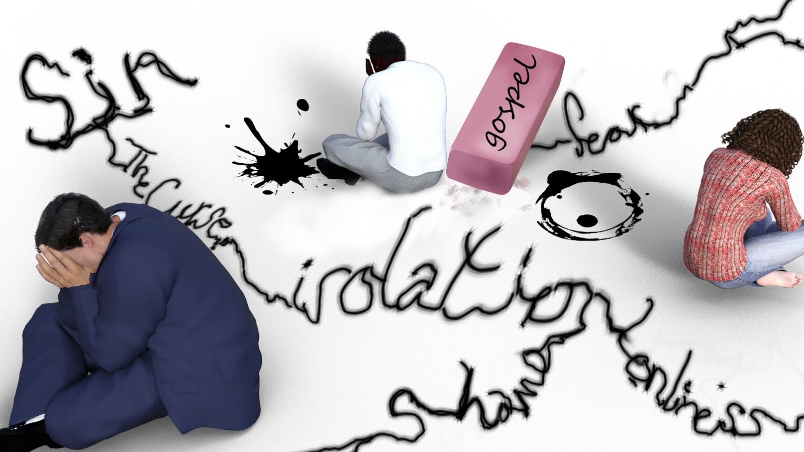 churchtoons, cartoon bible messages from church The Gospel erases the