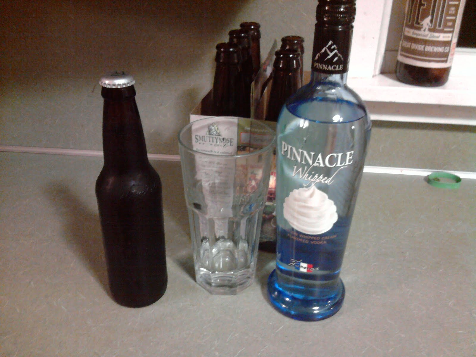 A Home Made Family Pumpkin Pie Ale with Whipped Cream Vodka