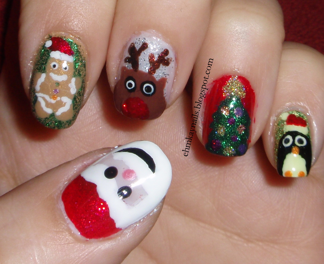 ehmkay nails: Blast from the Past: Christmas Character Nail Art