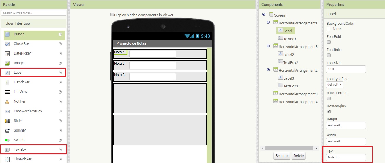 Promedio de notas en App Inventor