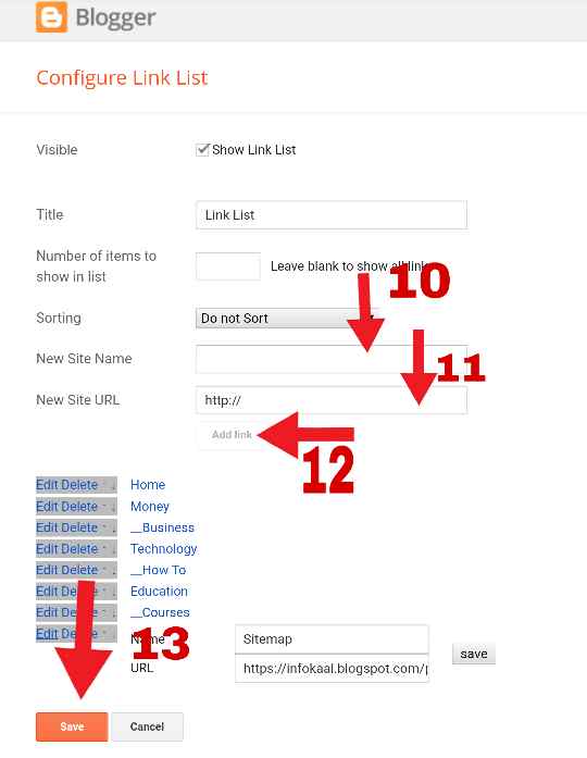 XMLサイトマップを追加するにはどうすればよいですかBlogger.com