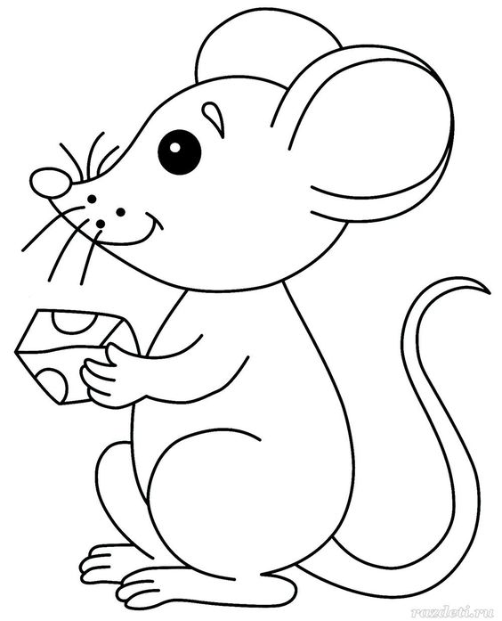 Hình tô màu con chuột và miếng pho mát