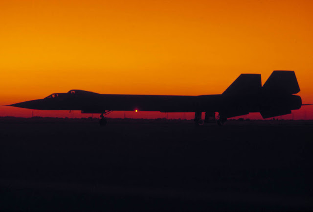 SR-71 on the ground during sunset